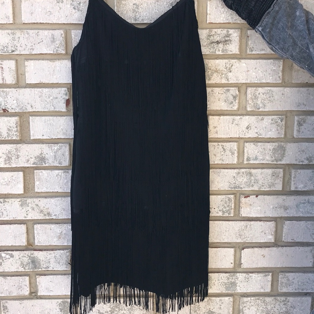FRINGE BLACK DRESS